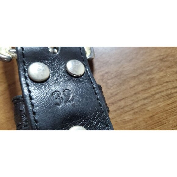 Vintage Black Leather Belt With Playing Card Motif & Silver Detailing Size 32 - Picture 6 of 9